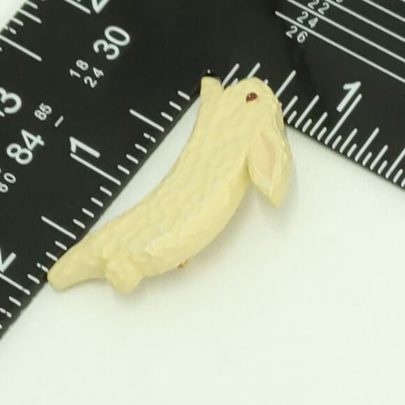 Vintage Hallmark Easter Bunny Hopping Pin Brooch Tack Rabbit Jumping White - Picture 8 of 9